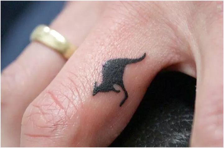 A Jumping Kangaroo Finger Tattoo